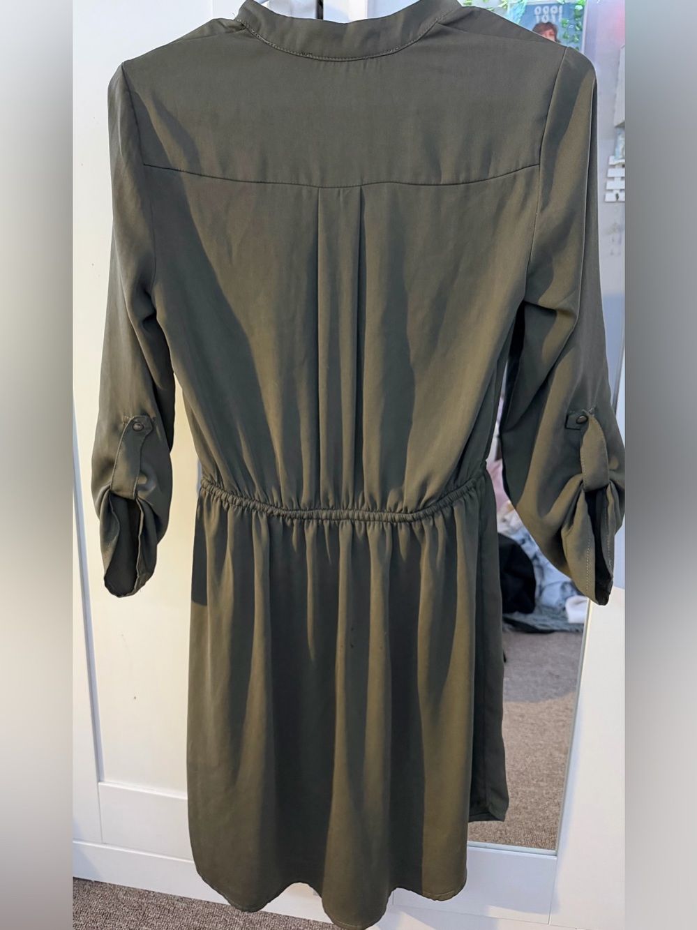 Dynamite Olive Drawstring Utility Dress - Picture 2 of 2